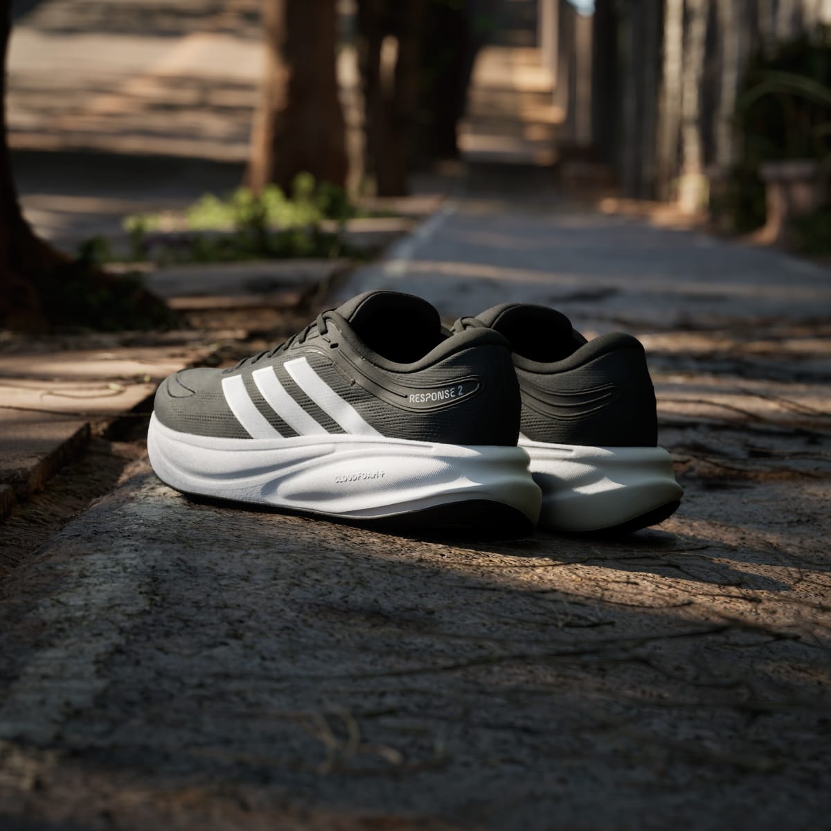 Adidas Men's RESPONSE 2 RUNNING SHOES - Core Black / Cloud White / Matte Silver - Image 6