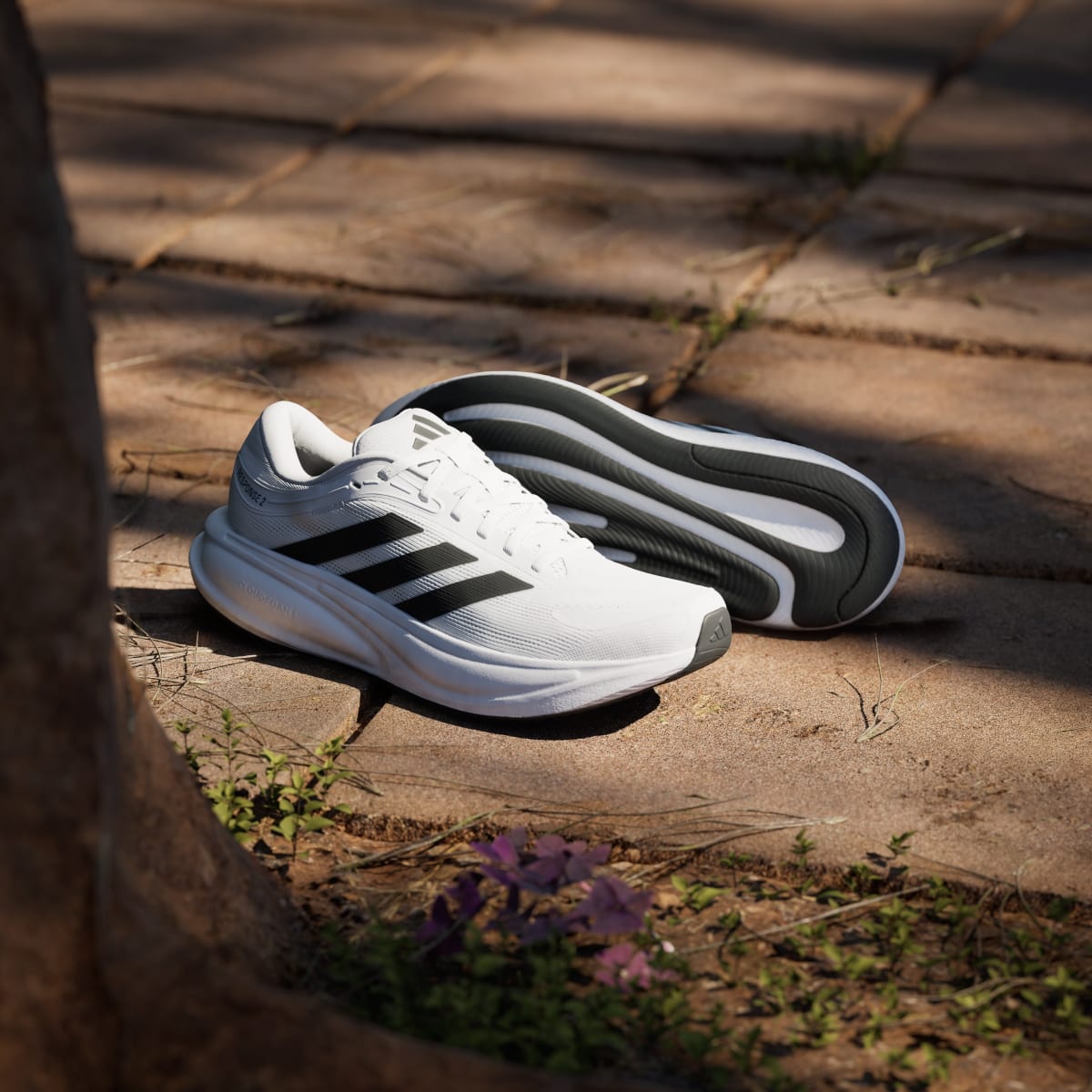Adidas Men's RESPONSE 2 RUNNING SHOES - Cloud White / Core Black / Iron Metallic - Image 8