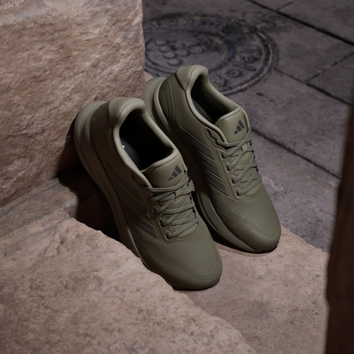 Adidas Men's Runfalcon 5 Running Shoes - Olive Strata / Shadow Olive / Core Black - Image 5