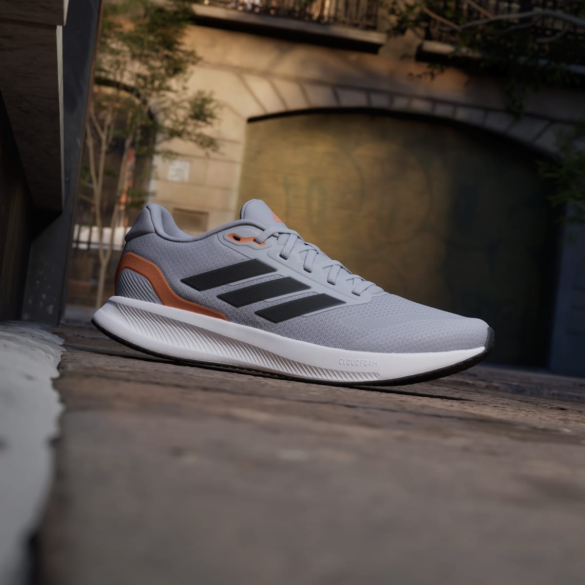 Adidas Men's Runfalcon 5 Running Shoes - Halo Silver / Core Black / Dusky Orange - Image 3
