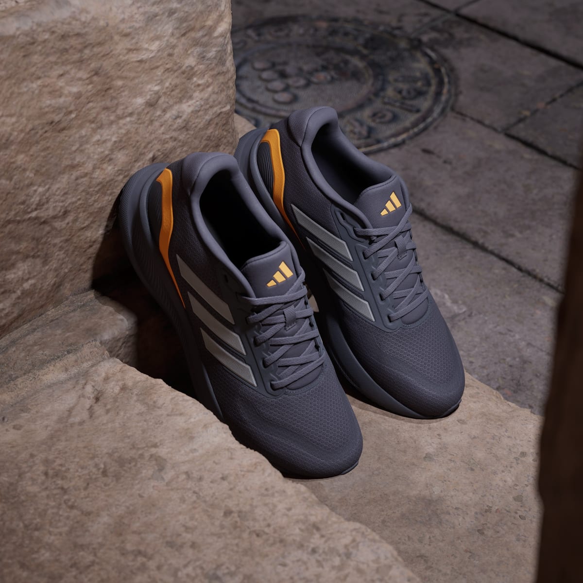 Adidas Men's Runfalcon 5 Running Shoes - Aurora Onix / Iron Metallic / Lucid Tangerine - Image 5