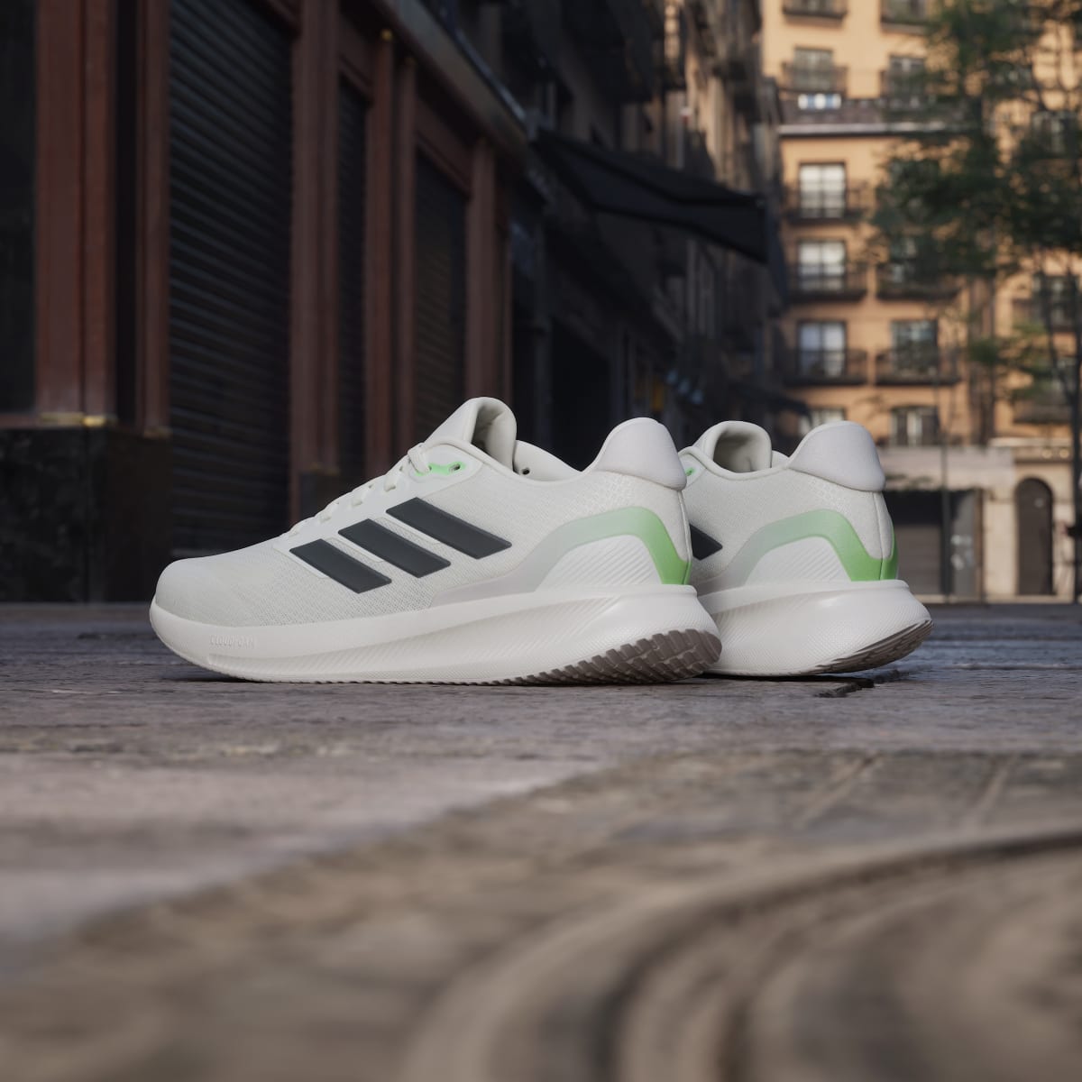 Adidas Men's Runfalcon 5 Running Shoes - Off White / Core Black / Lime Burst - Image 6