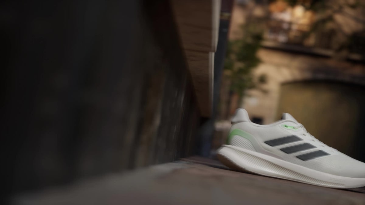 Adidas Men's Runfalcon 5 Running Shoes - Off White / Core Black / Lime Burst - Image 2