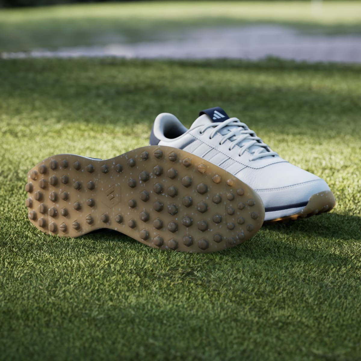Adidas Men's S2G 26 LEATHER SPIKELESS GOLF SHOES - Cloud White / Cloud White / Collegiate Navy - Image 4