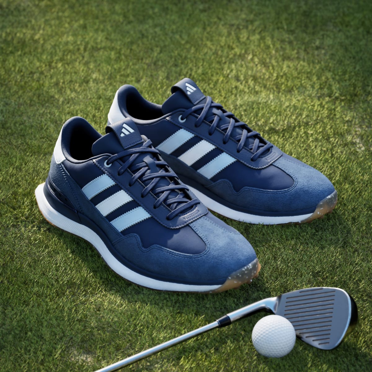 Adidas Men's S2G 26 TEXTILE SPIKELESS GOLF SHOES - Collegiate Navy / Cloud White / Crystal Sky - Image 5