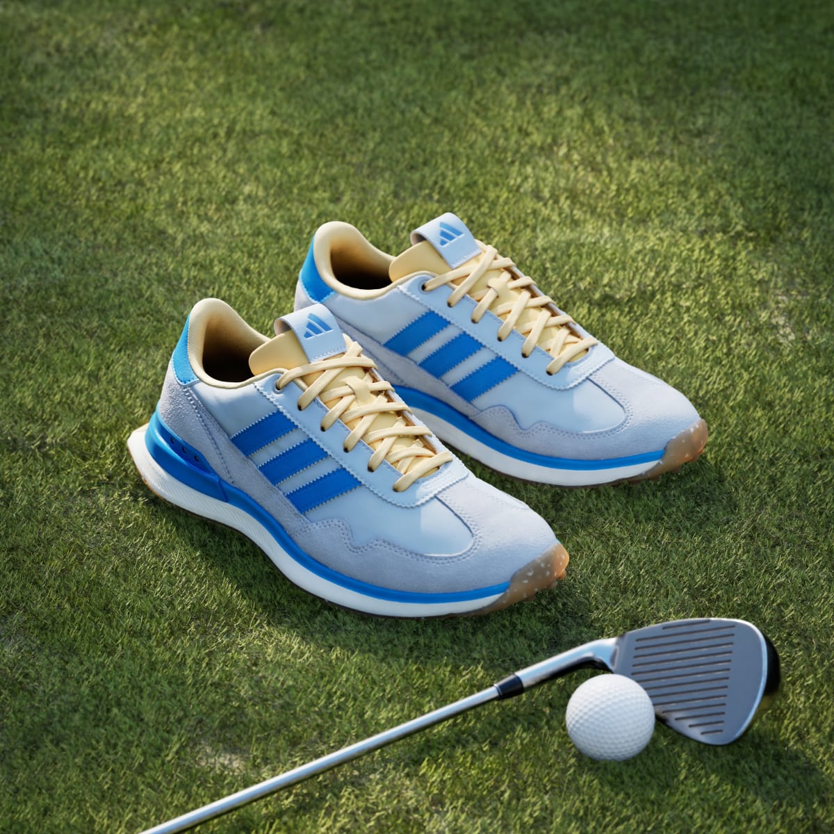 Adidas Women's S2G 26 TEXTILE SPIKELESS GOLF SHOES - Crystal Sky / Lucid Ray Blue / Ice Tangerine - Image 5