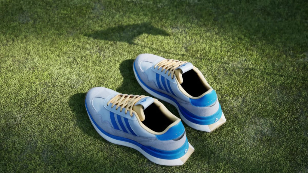 Adidas Women's S2G 26 TEXTILE SPIKELESS GOLF SHOES - Crystal Sky / Lucid Ray Blue / Ice Tangerine - Image 2