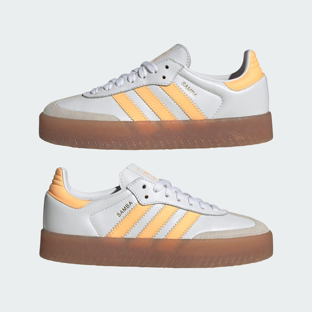 Adidas Kids' SAMBAE SHOES - Cloud White / Acid Orange / Gold Metallic - Image 7