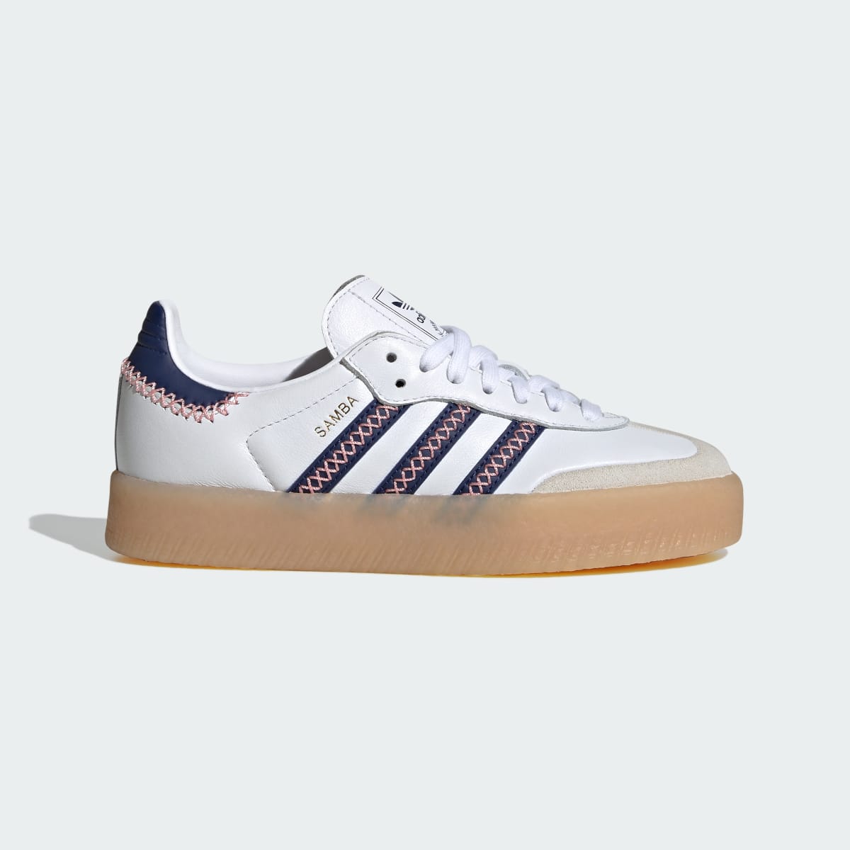 Adidas Kids' SAMBAE SHOES - Cloud White / Dark Blue / Glow Pink - Image 1