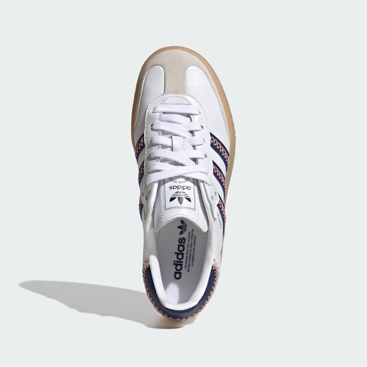 Adidas Kids' SAMBAE SHOES - Cloud White / Dark Blue / Glow Pink - Image 2