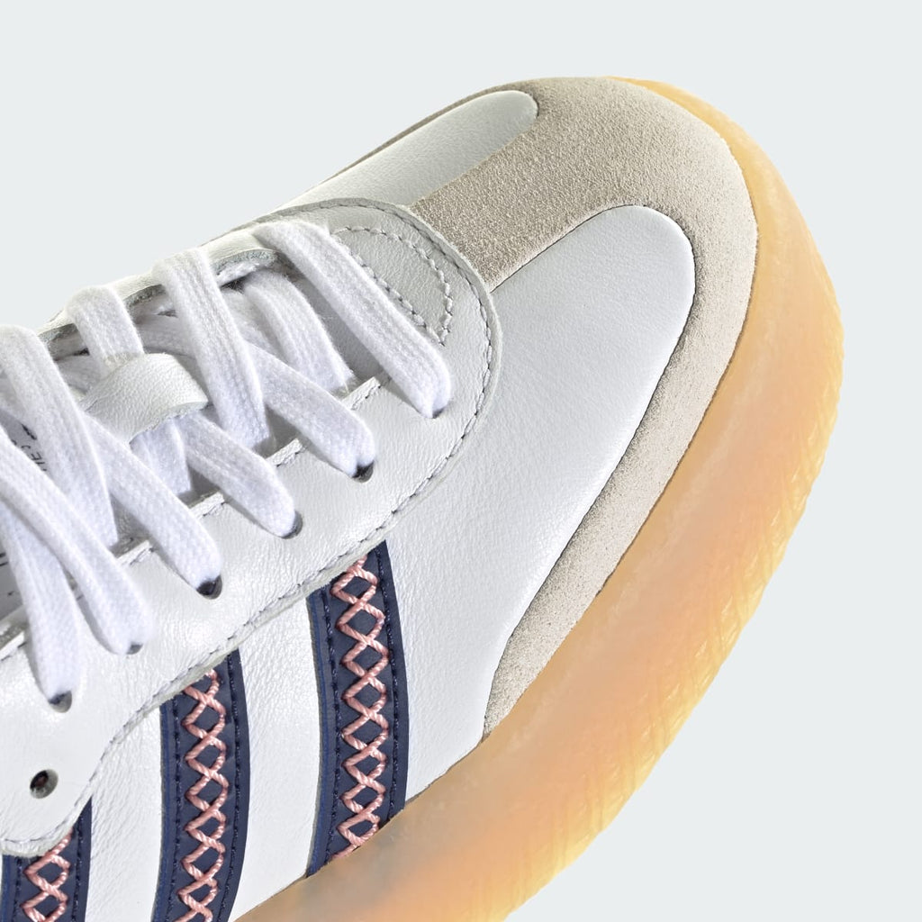 Adidas Kids' SAMBAE SHOES - Cloud White / Dark Blue / Glow Pink - Image 9