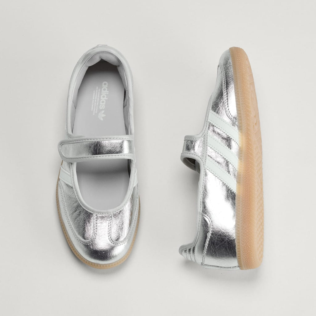 Adidas Women's SAMBA JANE SHOES - Silver Metallic / Off White / Gum - Image 4