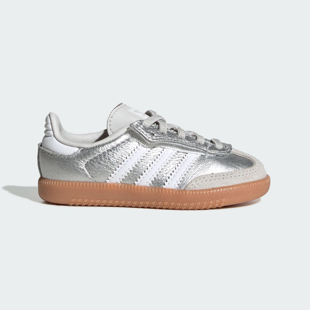 Adidas Kids' SAMBA OG COMFORT CLOSURE ELASTIC LACE SHOES - Silver Metallic / Cloud White / Gum - Image 1