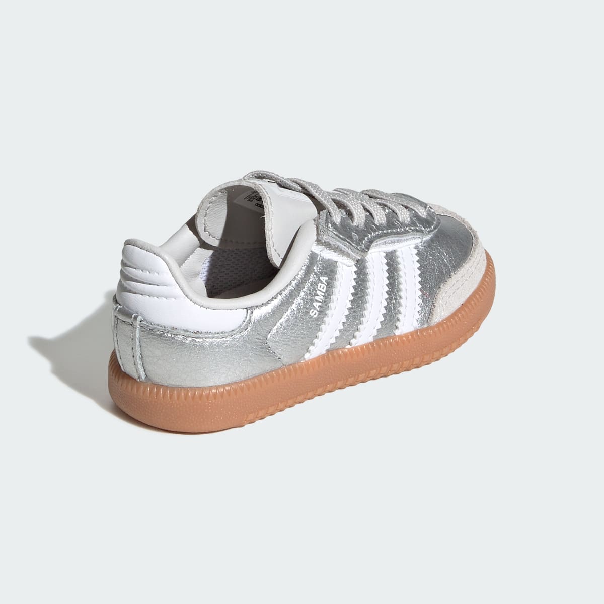 Adidas Kids' SAMBA OG COMFORT CLOSURE ELASTIC LACE SHOES - Silver Metallic / Cloud White / Gum - Image 7
