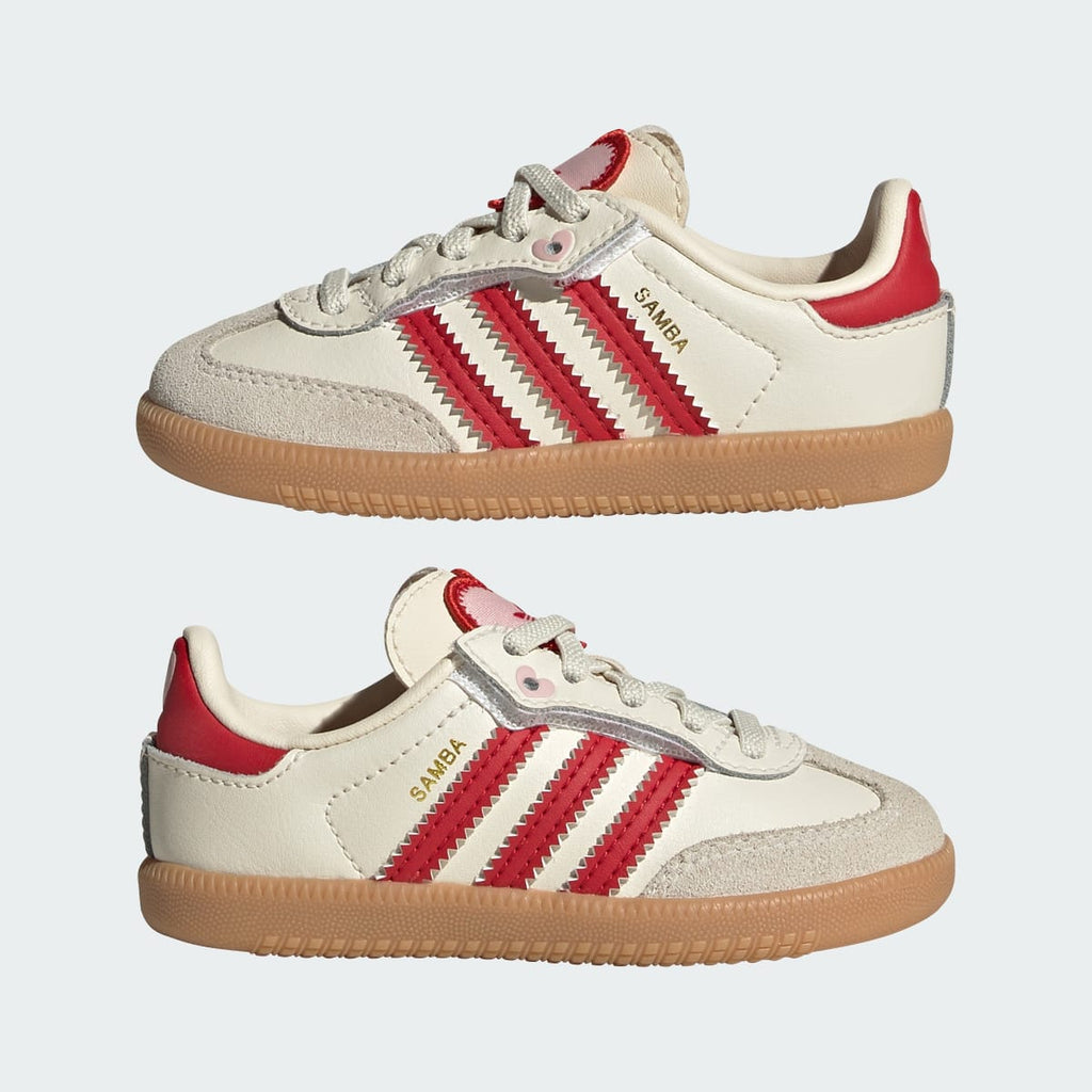 Adidas Kids' SAMBA OG COMFORT CLOSURE ELASTIC LACE SHOES - Cream White / Better Scarlet / Gum - Image 9