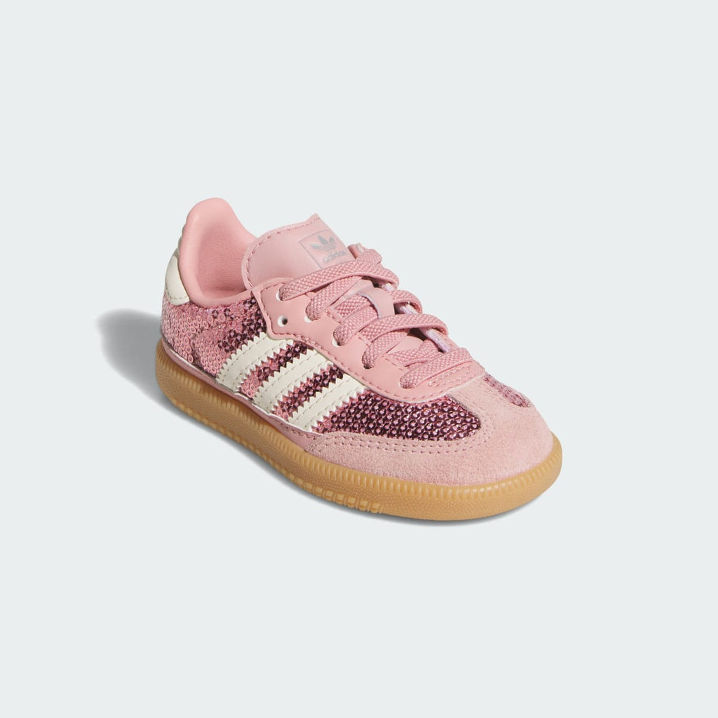 Adidas Kids' SAMBA OG ELASTIC LACE SHOES - Wonder Mauve / Cream White / Tech Grey Metallic - Image 4