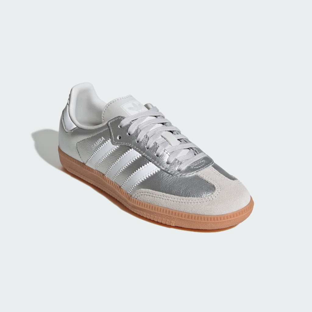 Adidas Kids' SAMBA OG SHOES - Silver Metallic / Cloud White / Gum - Image 4