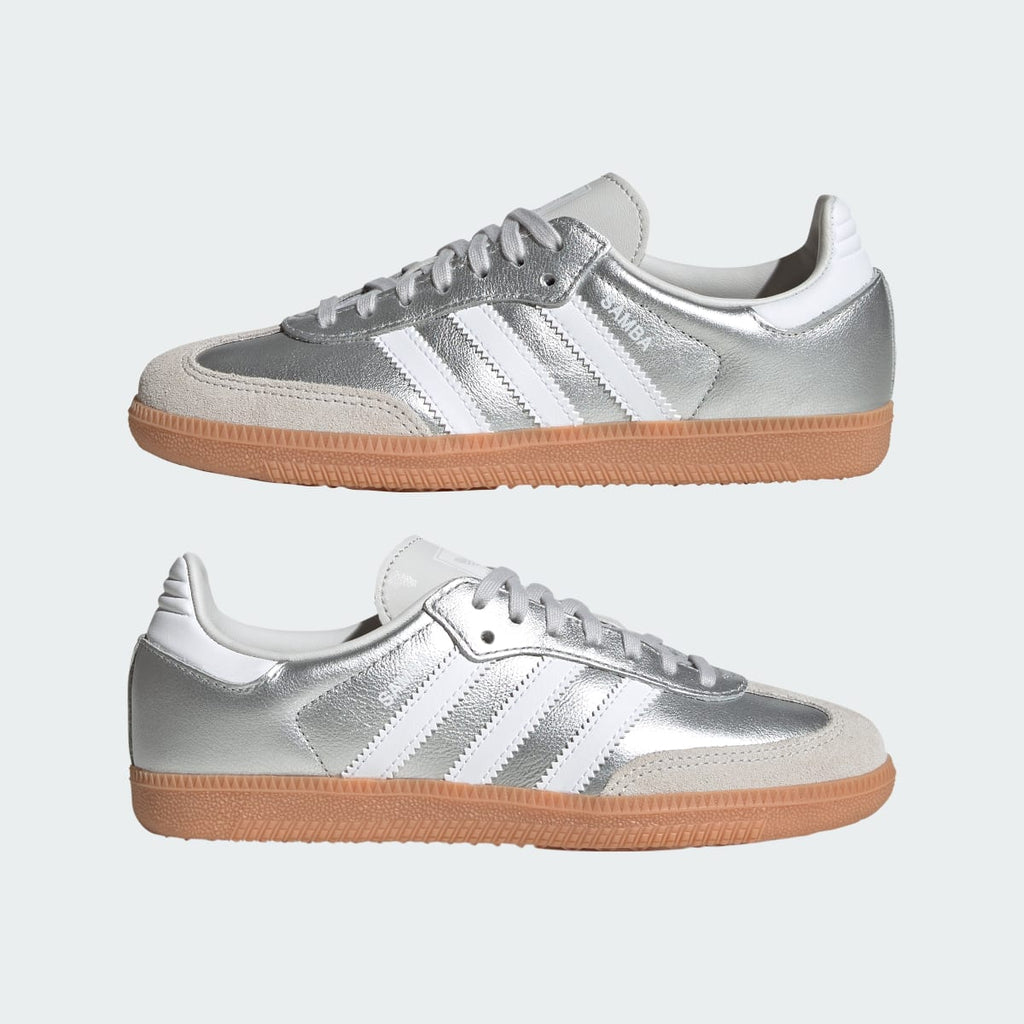 Adidas Kids' SAMBA OG SHOES - Silver Metallic / Cloud White / Gum - Image 7