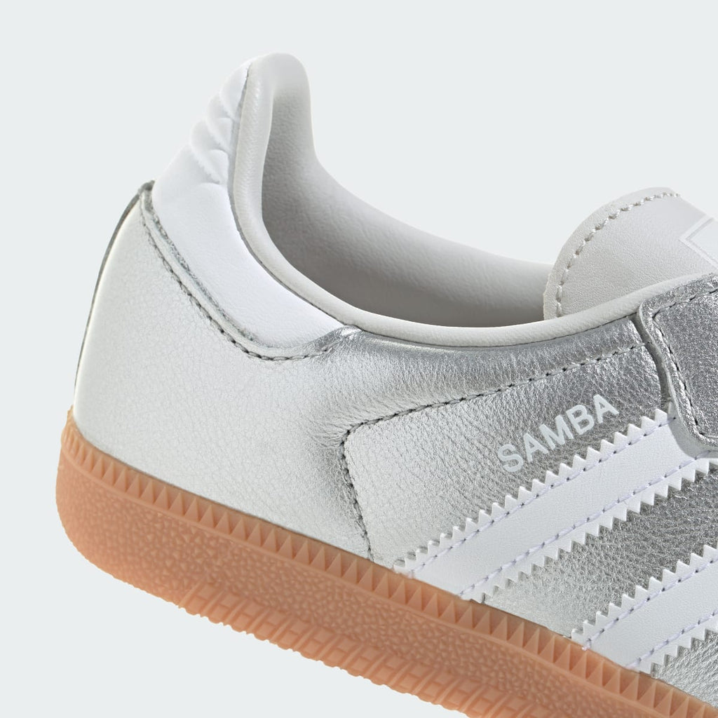 Adidas Kids' SAMBA OG SHOES - Silver Metallic / Cloud White / Gum - Image 9
