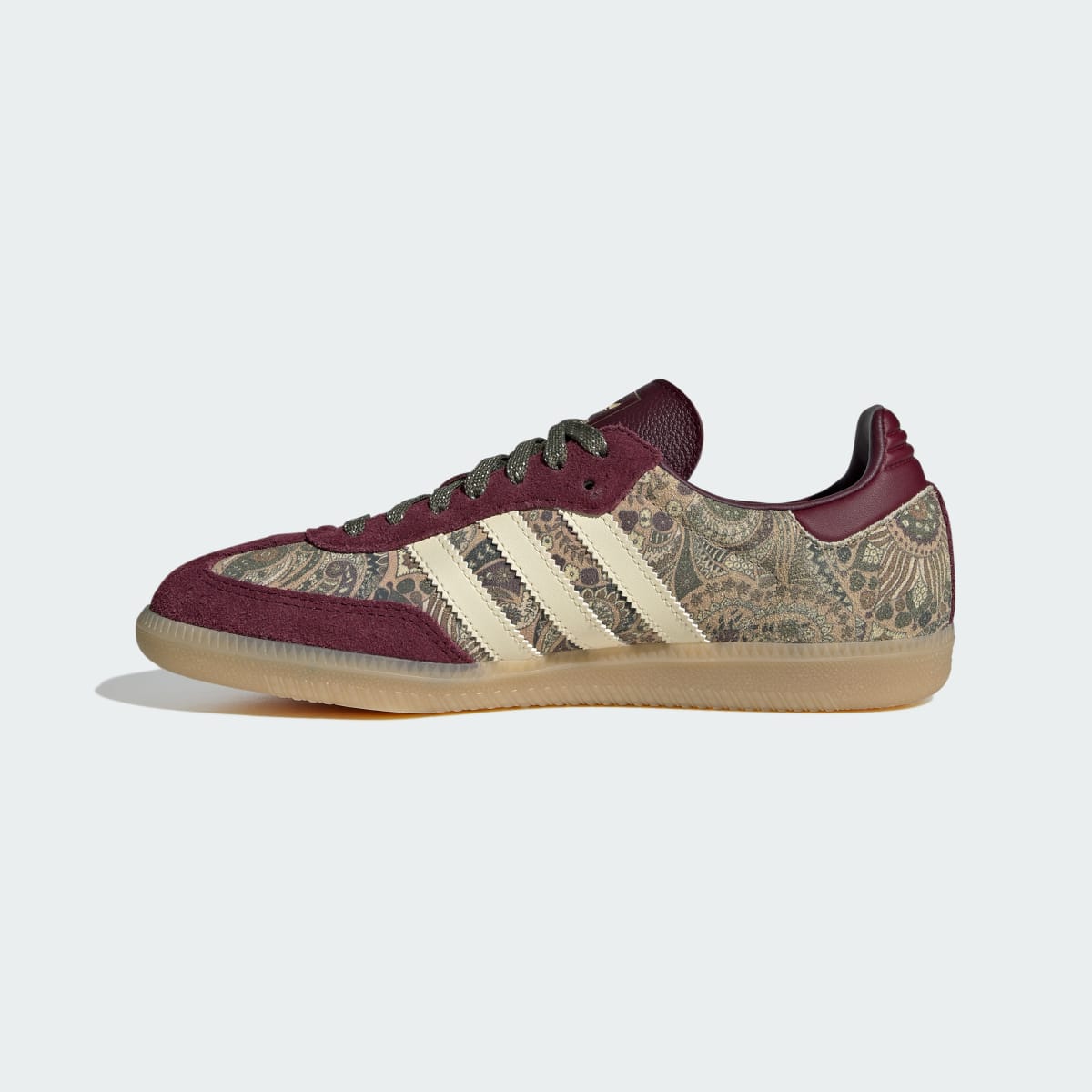 Adidas Women's SAMBA OG x LIBERTY LONDON SHOES - Maroon / Warm Vanilla / Olive Strata - Image 6