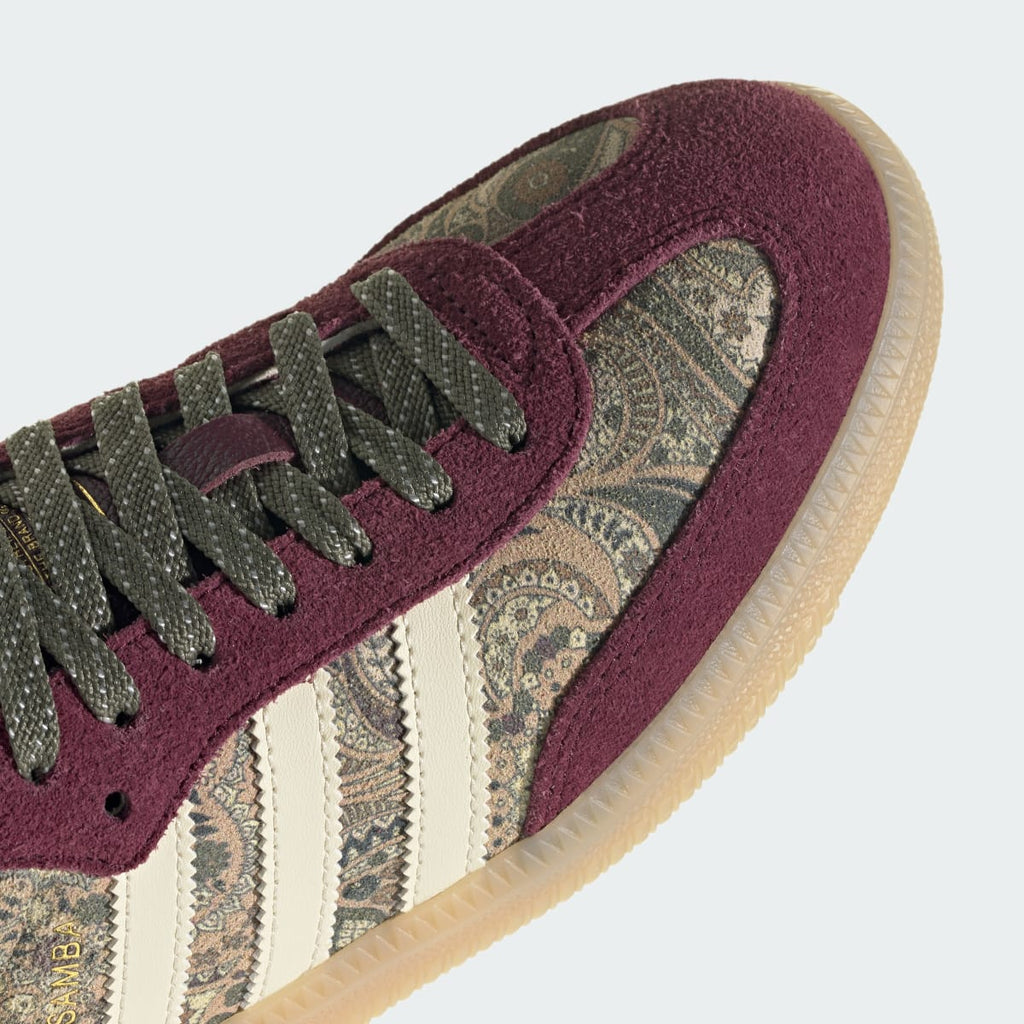 Adidas Women's SAMBA OG x LIBERTY LONDON SHOES - Maroon / Warm Vanilla / Olive Strata - Image 9