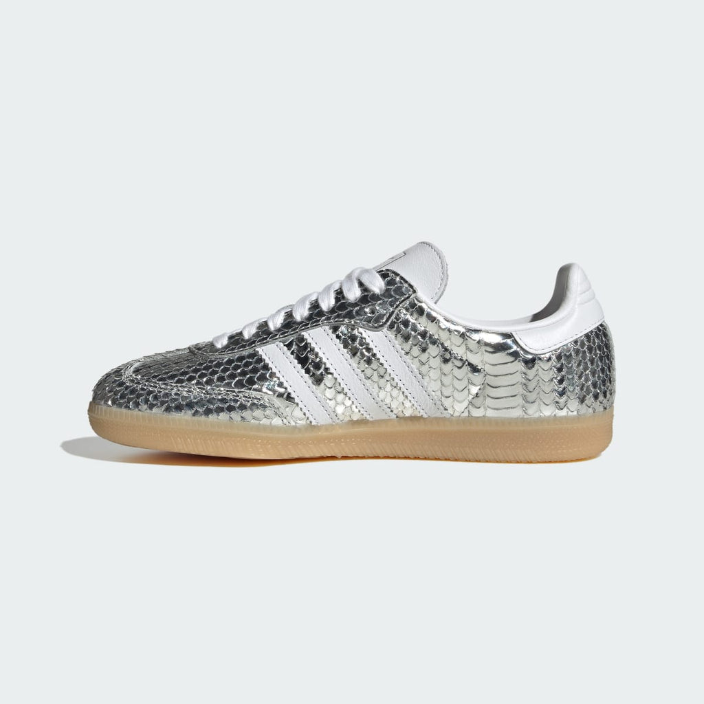 Adidas Women's SAMBA SHOES - Silver Metallic / Cloud White / Gum - Image 6
