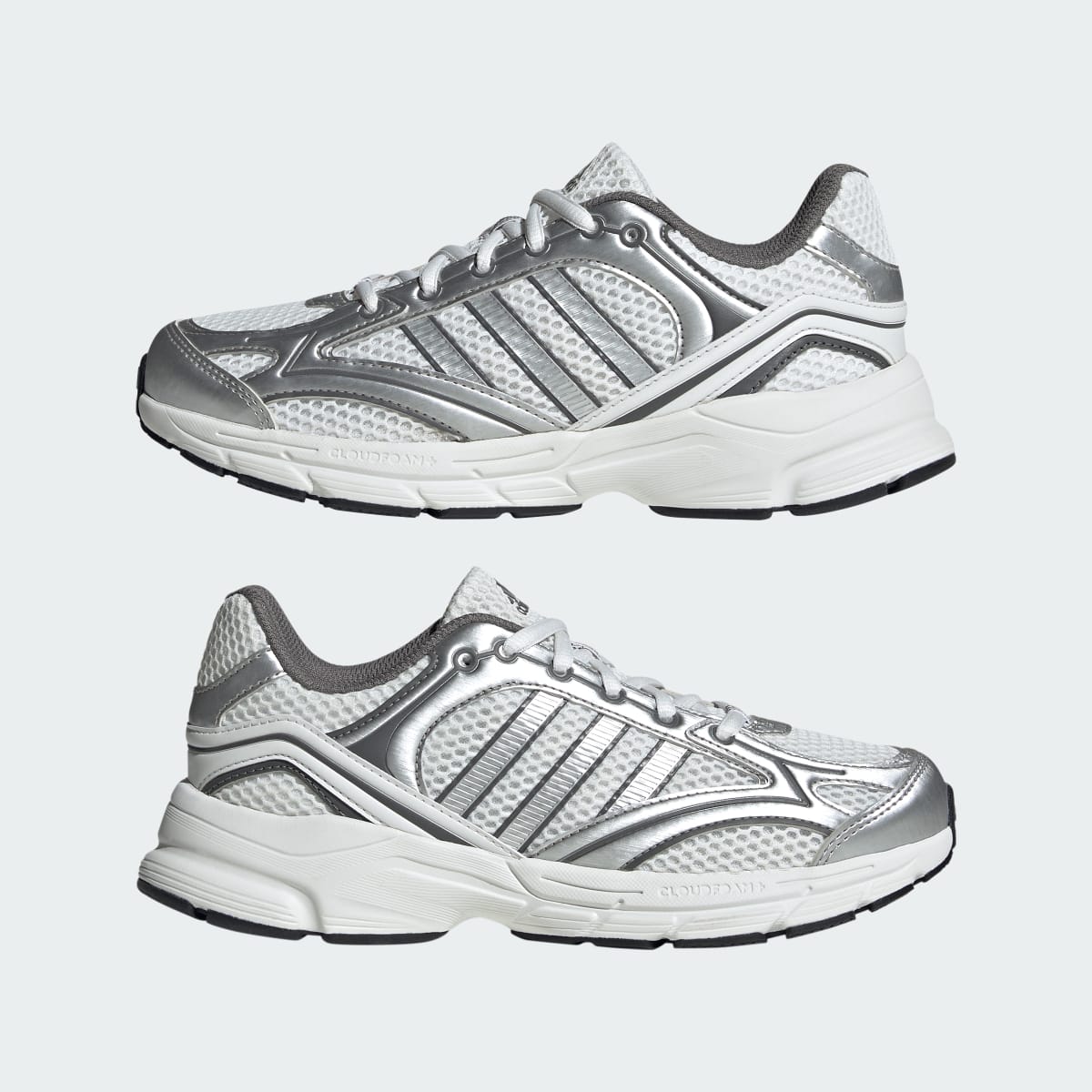 Adidas Kids' SPIRITAIN SHOES JUNIOR - Crystal White / Silver Metallic / Grey Four - Image 7