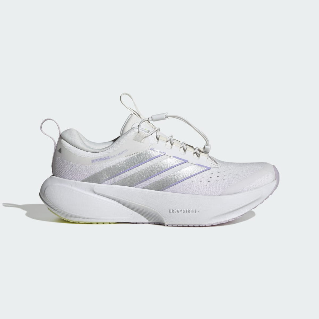 Adidas Women's SUPERNOVA RISE 3 ADAPTIVE RUNNING SHOES - Crystal White / Silver Metallic / Glow Purple - Image 1