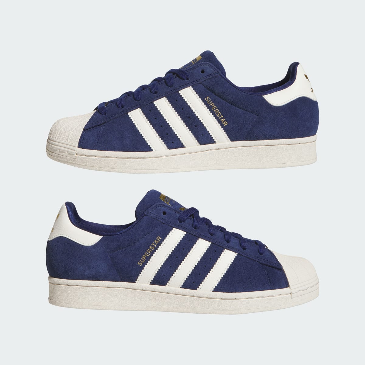 Adidas Men's SUPERSTAR ADV Shoes - Dark Blue / Chalk White / Gold Metallic - Image 7