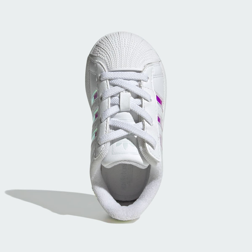 Adidas Kids' SUPERSTAR II COMFORT CLOSURE ELASTIC LACE SHOES - Cloud White / Supplier Colour / Halo Blue - Image 2