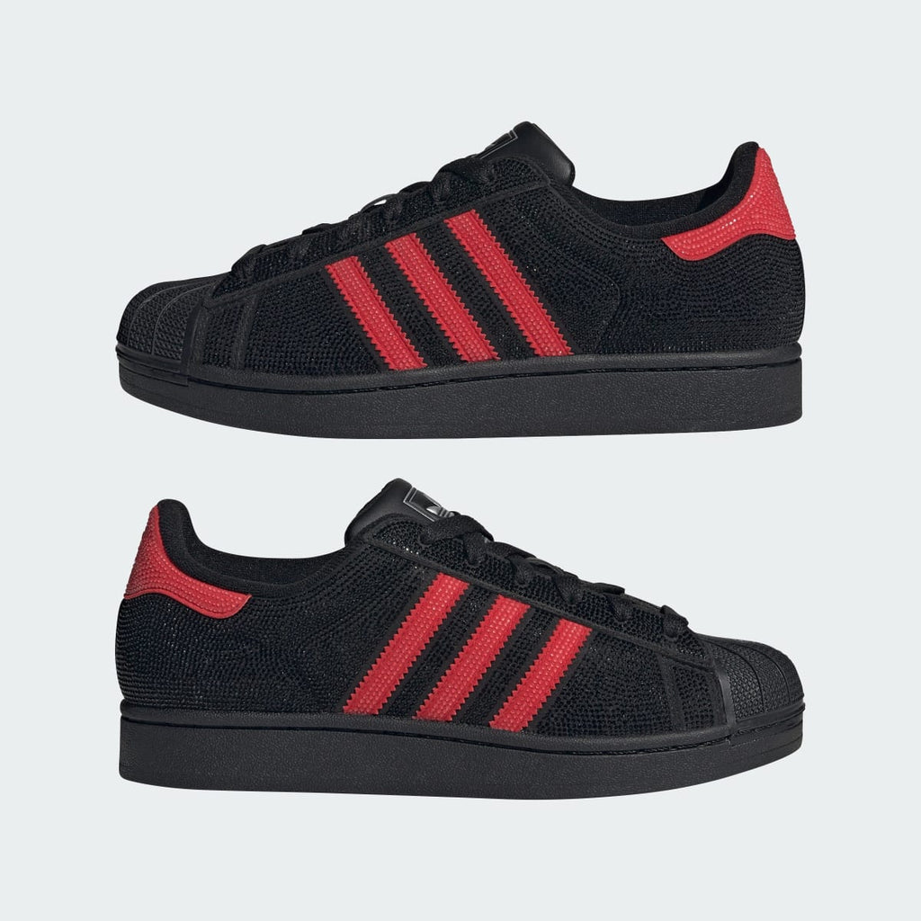 Adidas Women's SUPERSTAR II SHOES - Core Black / Better Scarlet / Silver Metallic - Image 8