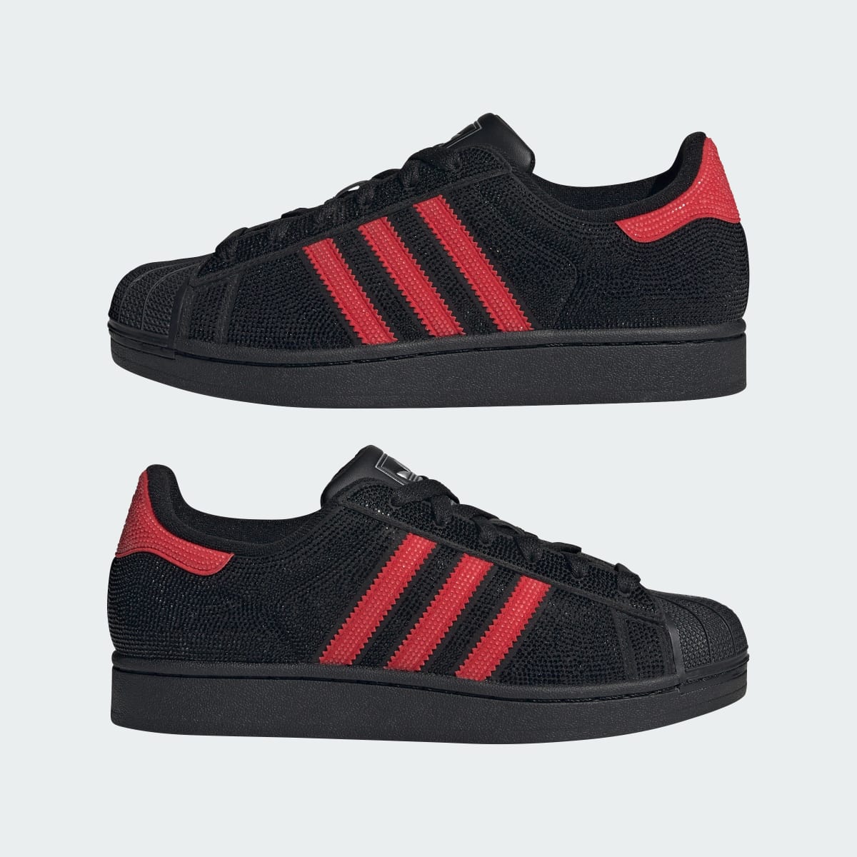 Adidas Women's SUPERSTAR II SHOES - Core Black / Better Scarlet / Silver Metallic - Image 8