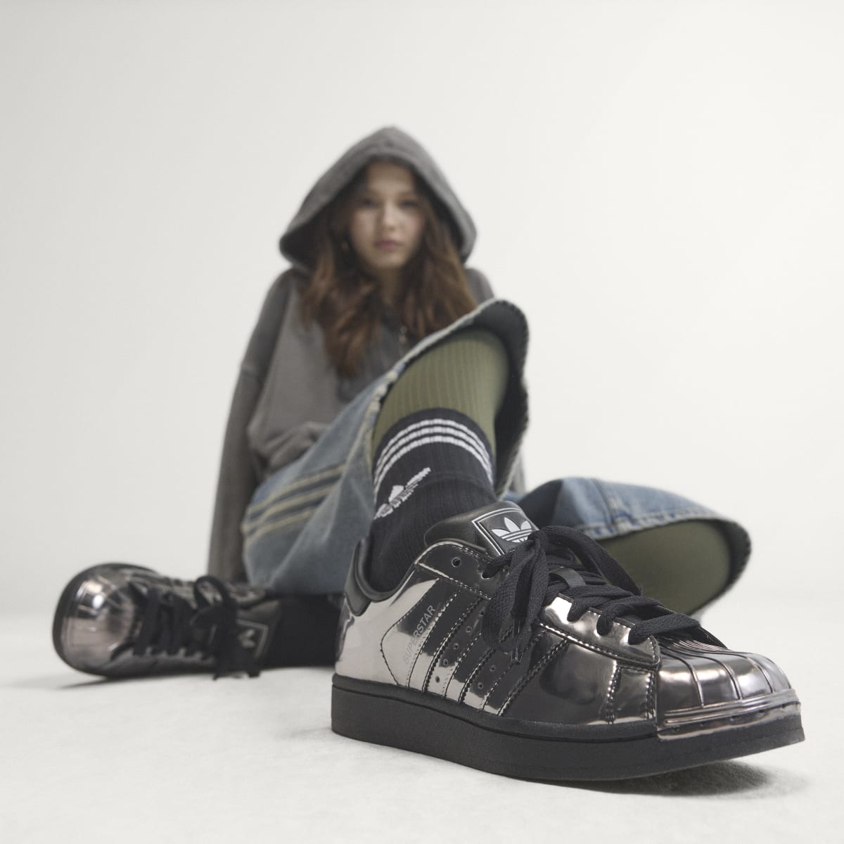 Adidas Women's SUPERSTAR II SHOES - Core Black / Core Black / Silver Metallic - Image 2