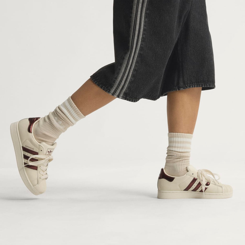 Adidas Women's SUPERSTAR II SHOES - Off White / Maroon / Gold Metallic - Image 2