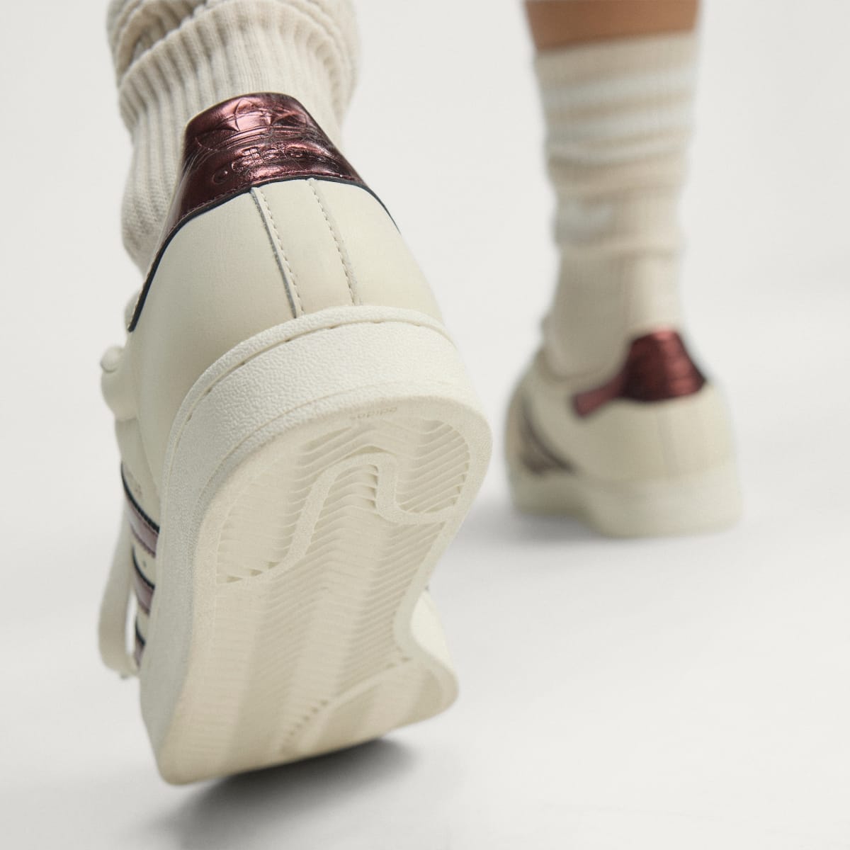 Adidas Women's SUPERSTAR II SHOES - Off White / Maroon / Gold Metallic - Image 5