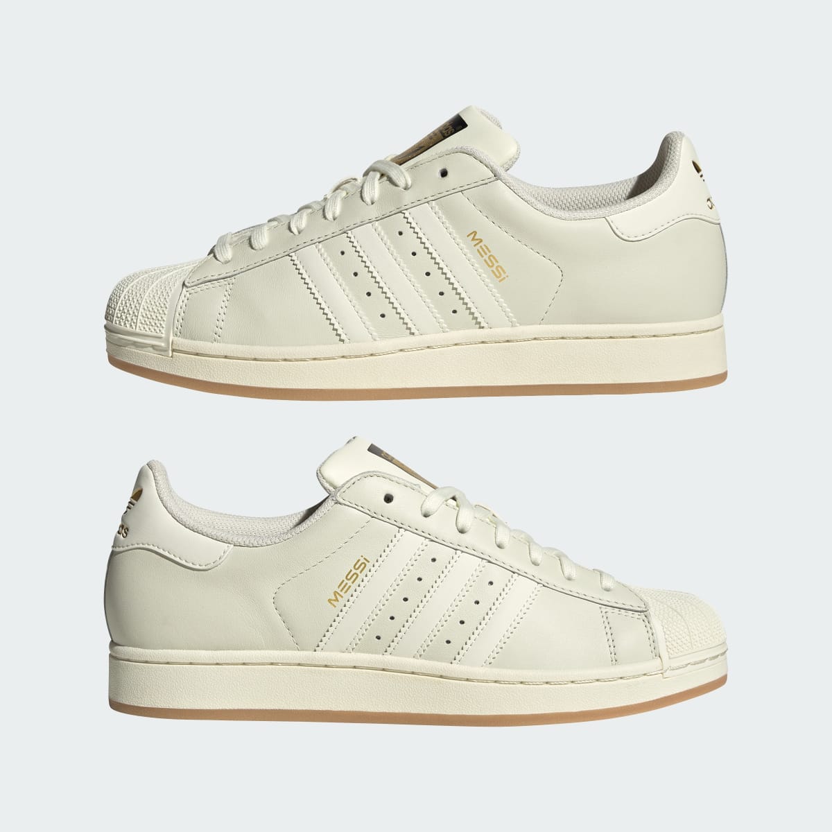 Adidas Women's SUPERSTAR MESSI shoes - Ivory / Ivory / Gold Metallic - Image 8