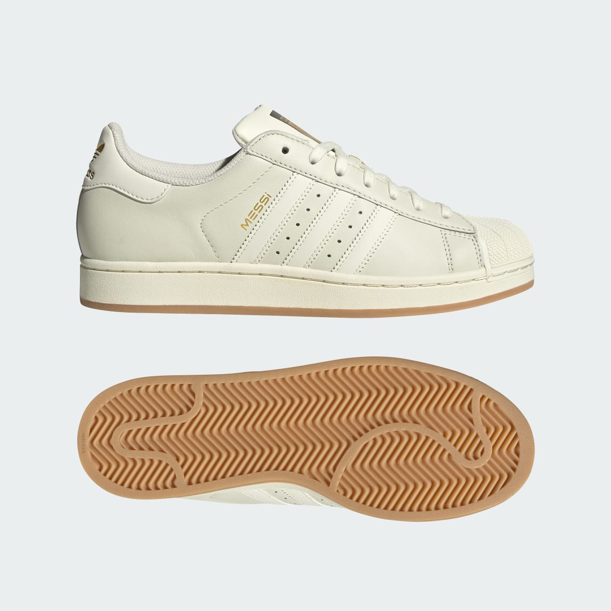 Adidas Men's SUPERSTAR MESSI shoes - Ivory / Ivory / Gold Metallic - Image 1