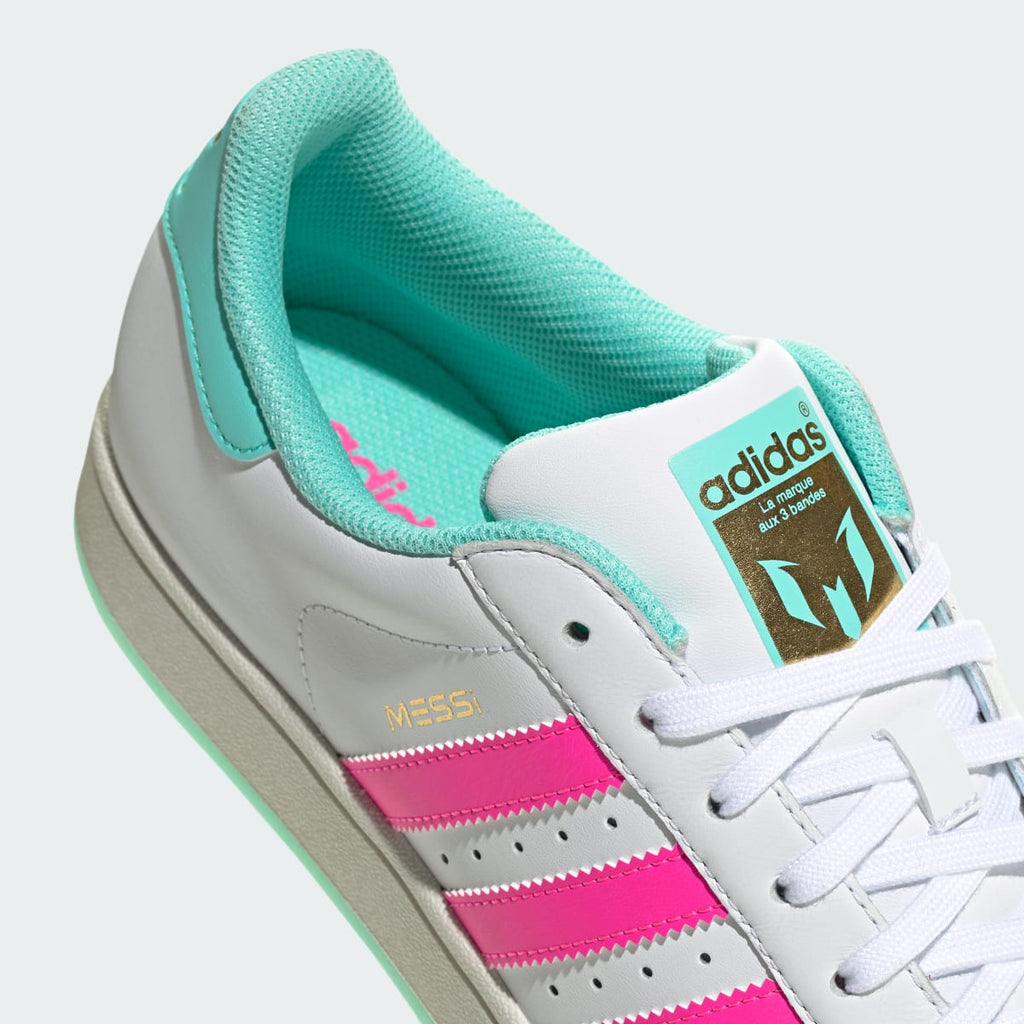 Adidas Men's SUPERSTAR MESSI shoes - Cloud White / Lucid Pink / Flash Aqua - Image 9