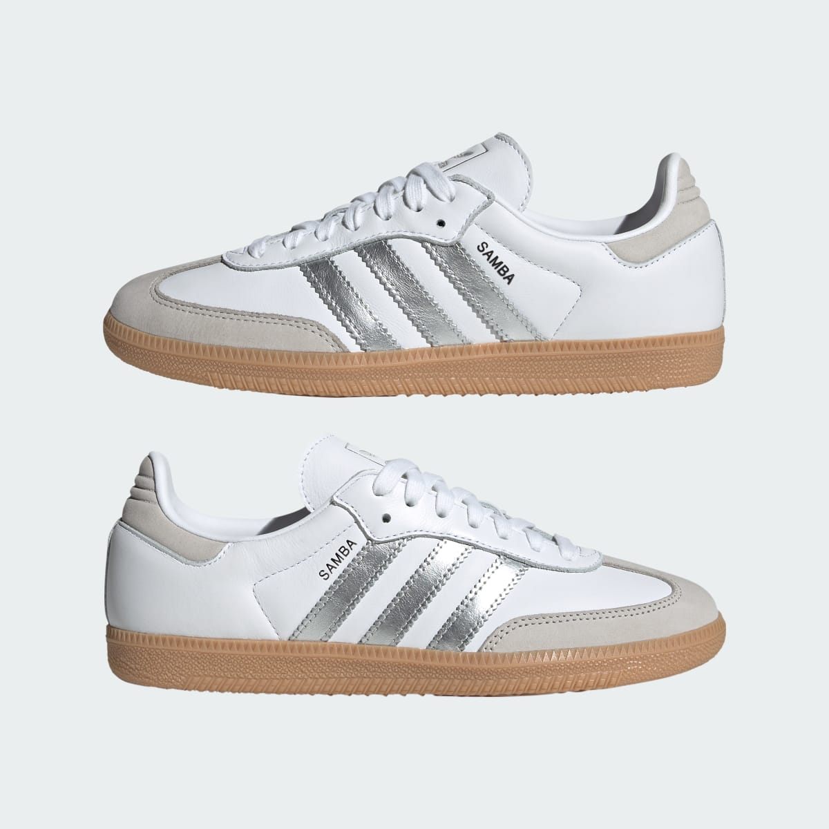 Adidas Women's Samba OG Shoes - Cloud White / Silver Metallic / Grey One - Image 8