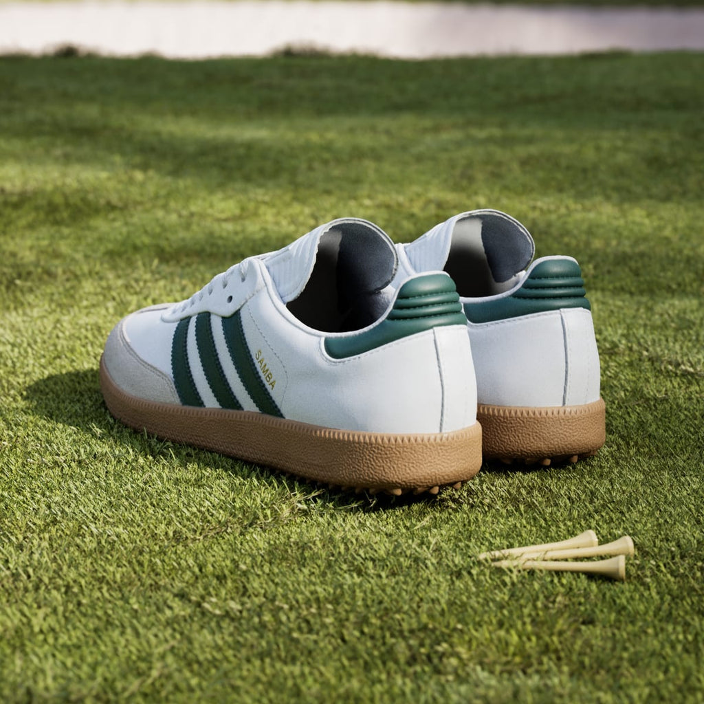 Adidas Men's Samba Spikeless Golf Shoes - Cloud White / Collegiate Green / Gum - Image 6