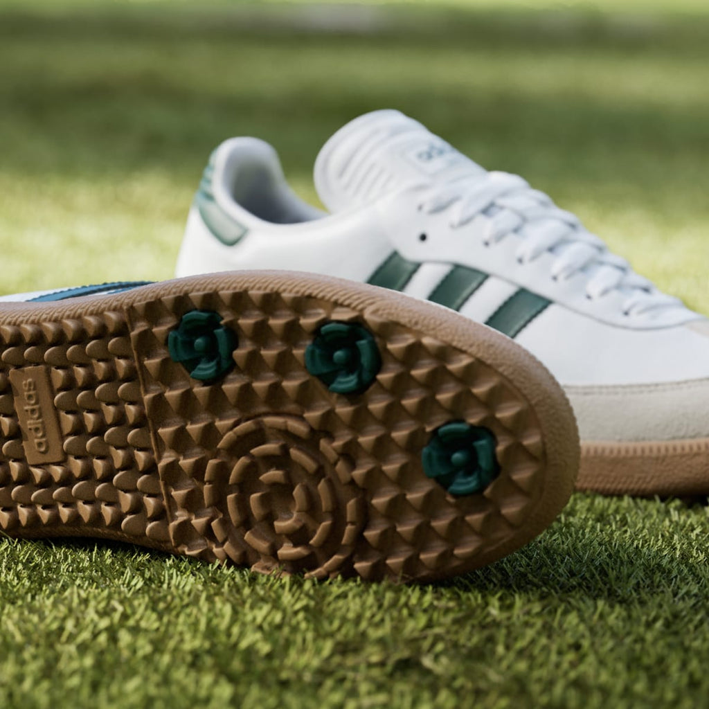 Adidas Men's Samba Spikeless Golf Shoes - Cloud White / Collegiate Green / Gum - Image 9