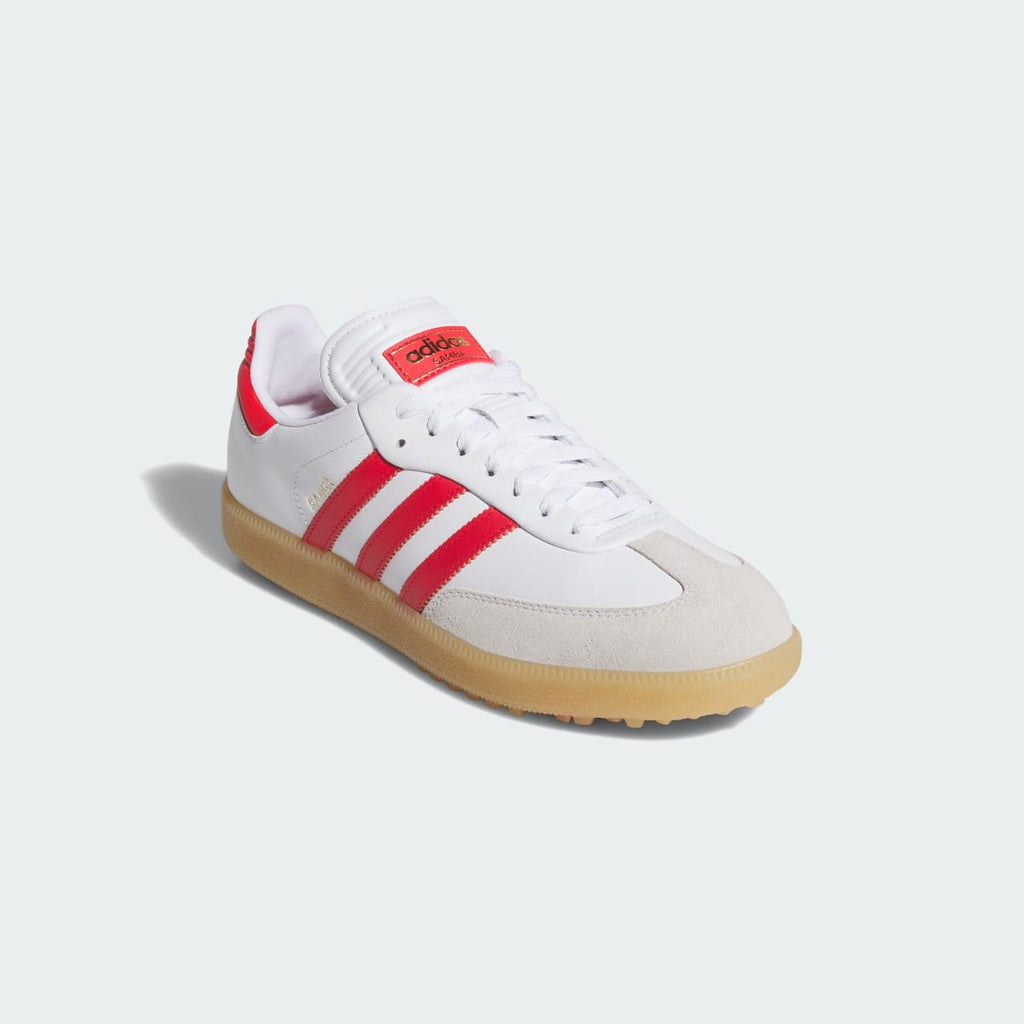 Adidas Men's Samba Spikeless Golf Shoes - Cloud White / Pure Ruby / Gum - Image 4