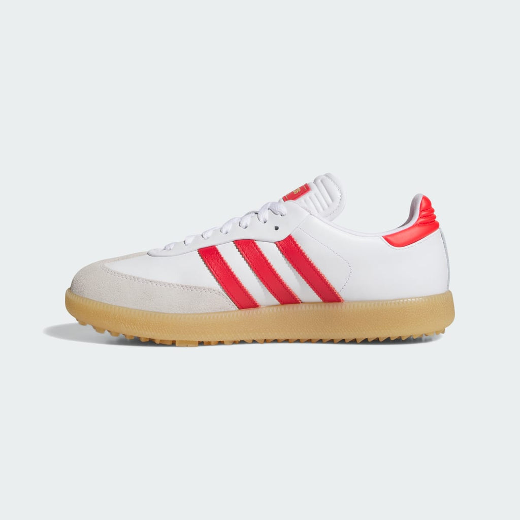 Adidas Men's Samba Spikeless Golf Shoes - Cloud White / Pure Ruby / Gum - Image 6