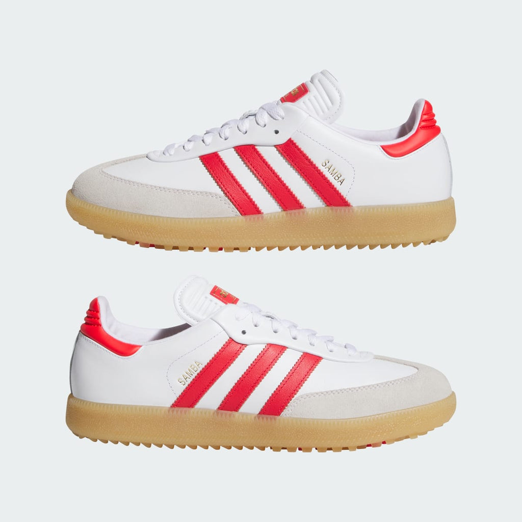Adidas Men's Samba Spikeless Golf Shoes - Cloud White / Pure Ruby / Gum - Image 7