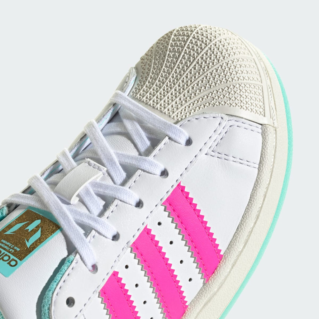 Adidas Kids' Superstar Messi Shoes Kids - Cloud White / Lucid Pink / Flash Aqua - Image 9