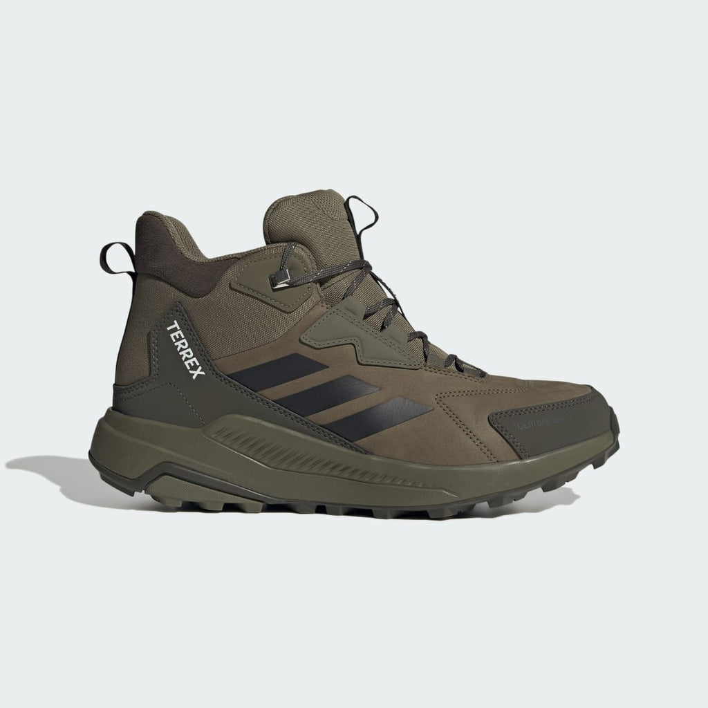 Adidas Men's Terrex Anylander Leather Mid Climaproof Hiking Shoes - Olive Strata / Core Black / Shadow Olive - Image 1