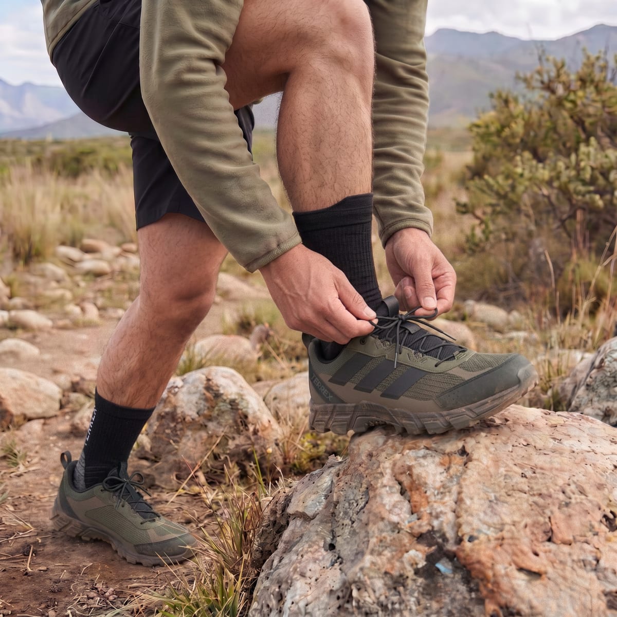 Adidas Men's Terrex Rockadia Hiking Shoe - Olive Strata / Core Black / Khaki Six - Image 4