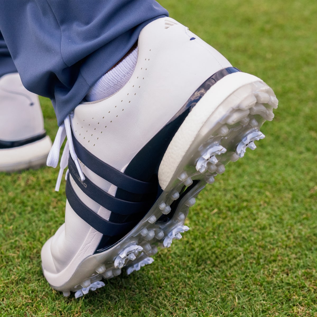 Adidas Men's Tour360 24 Golf Shoes - Cloud White / Collegiate Navy / Silver Metallic - Image 10