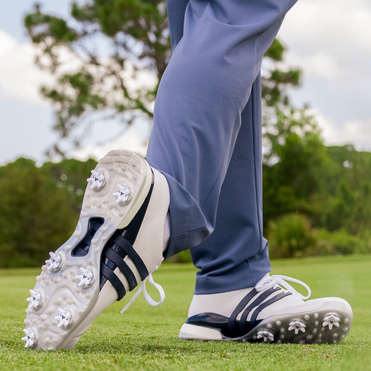 Adidas Men's Tour360 24 Golf Shoes - Cloud White / Collegiate Navy / Silver Metallic - Image 12