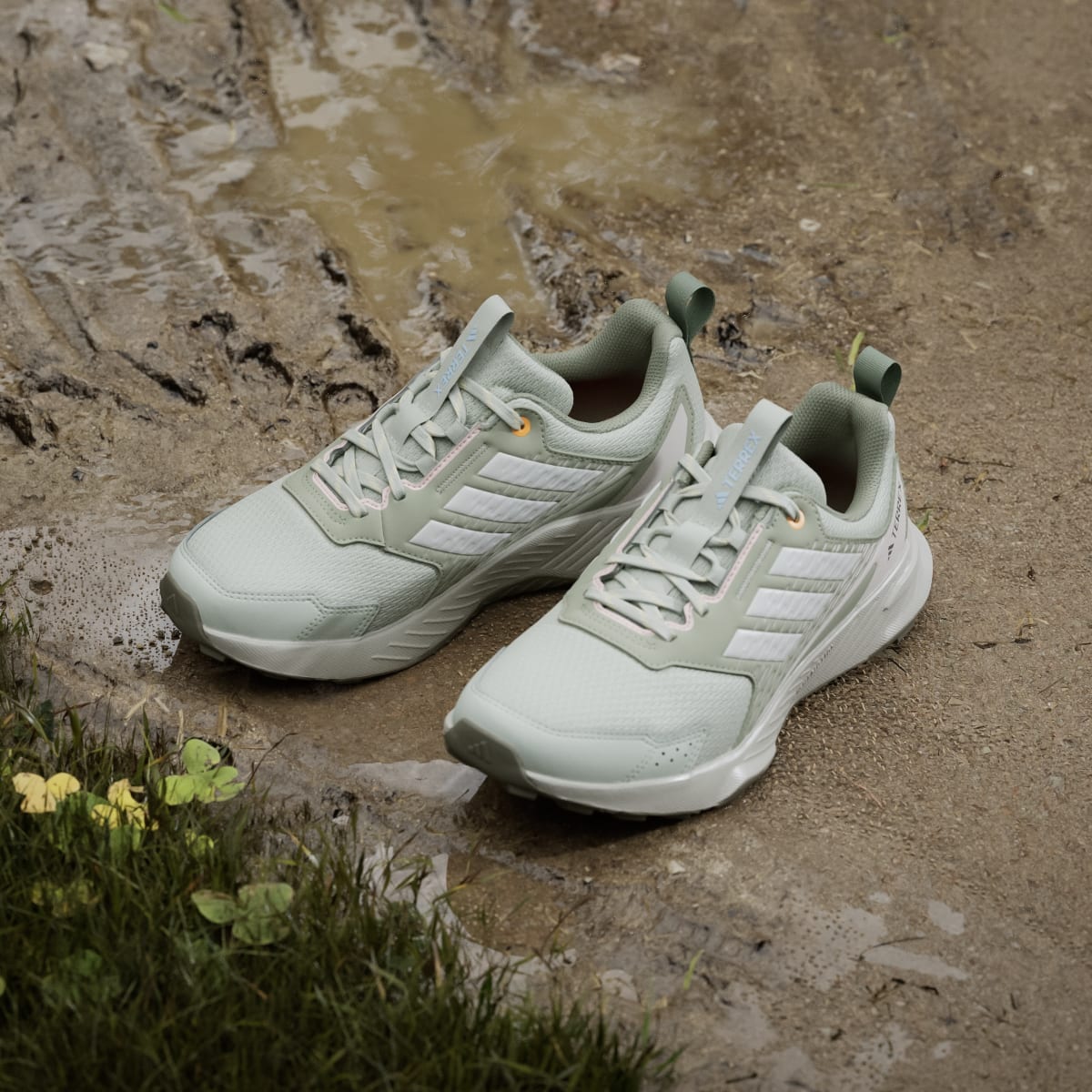 Adidas Women's Tracefinder Trail Running Shoes - Halo Green / Off White / Lucid Tangerine - Image 5